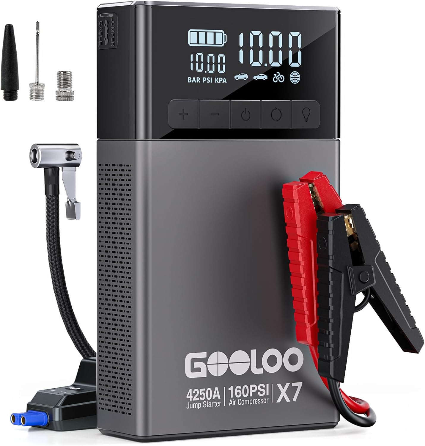 GOOLOO X7 Jump Starter with Air Compressor, 4250A Portable Car Starter with 160P...