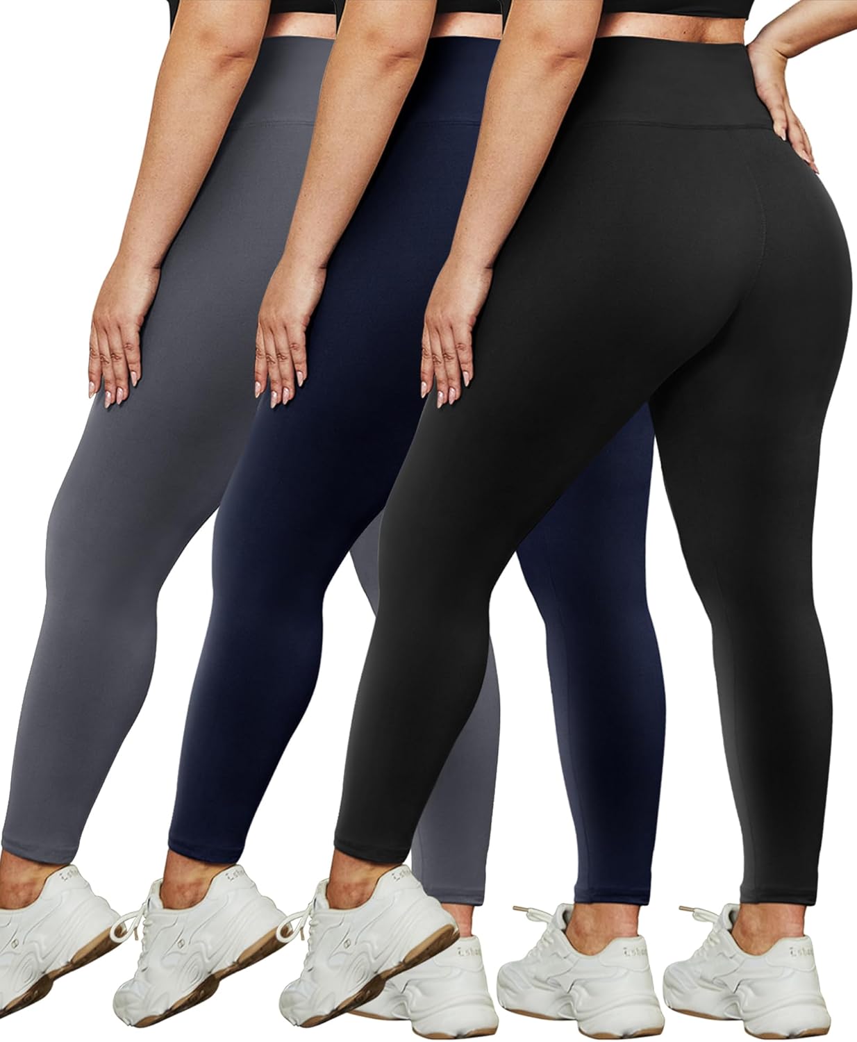 HLTPRO 3 Pack Plus Size Leggings for Women(X-Large - 4X)- High Waist Stretchy So...