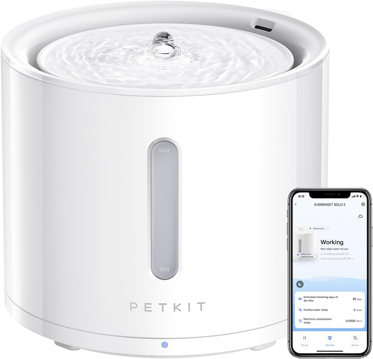 PETKIT EVERSWEET Solo 2 Cat Water Fountain with Wireless Pump, Ultra Quiet 70oz/...