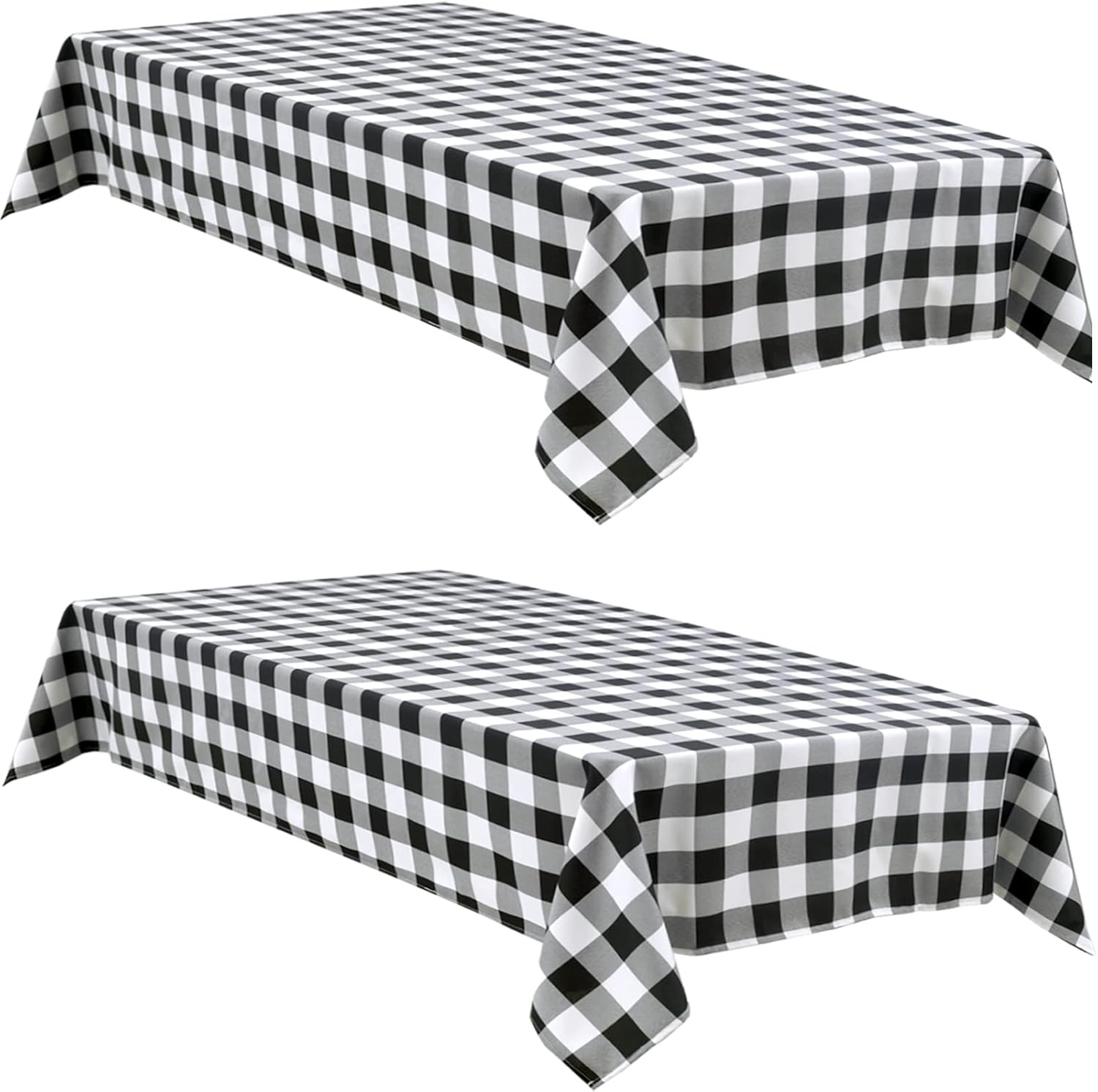 Hiasan Checkered Table Cloths Rectangle 60 x 120 inch, 2 Pack - Waterproof Black...