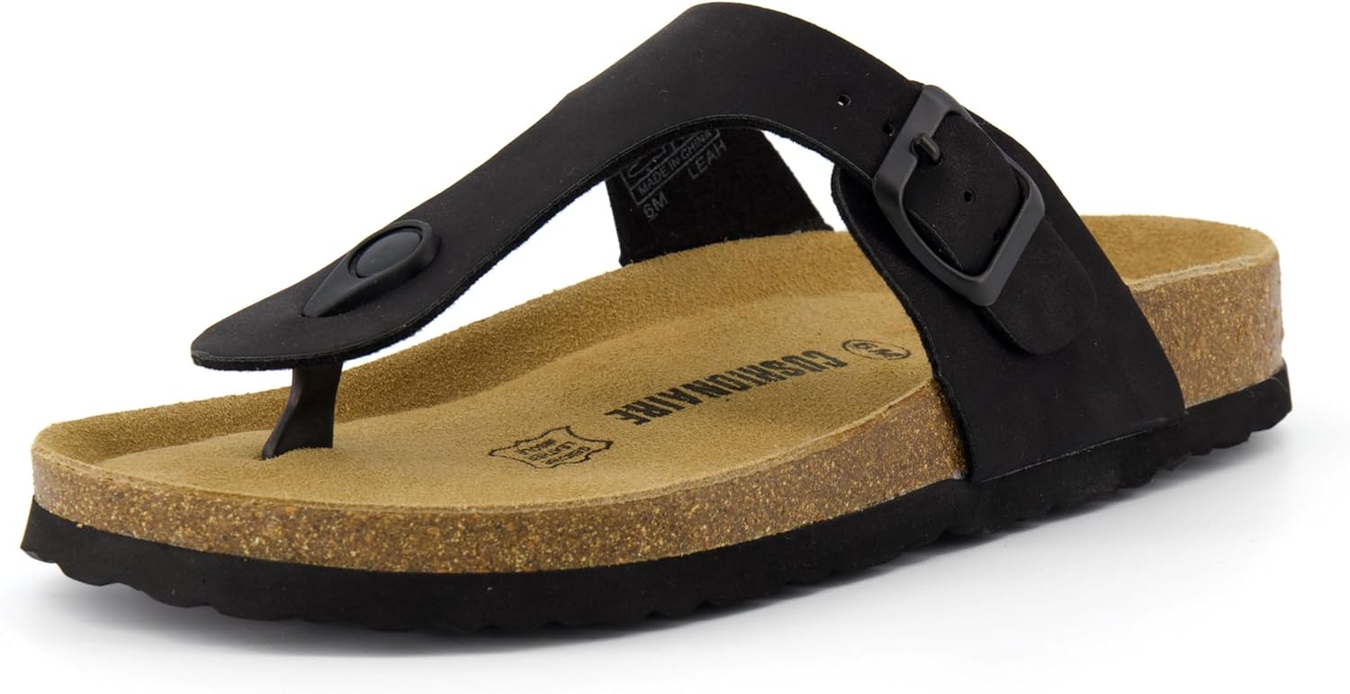 CUSHIONAIRE Women's Leah Sandal, Special Sandal with Cork Footbed, Innovative Co...