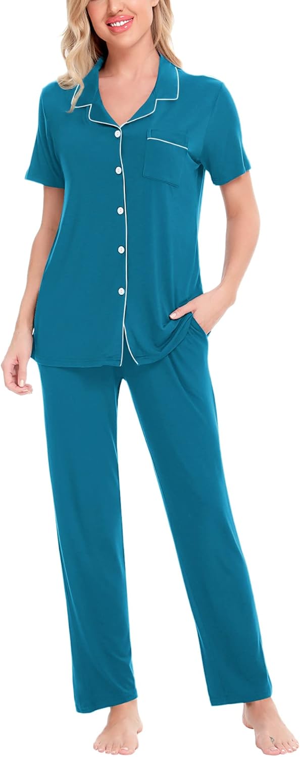 SWOMOG Women Pajama Sets, Special Two-Piece Nightwear, Innovative Short Sleeve S...