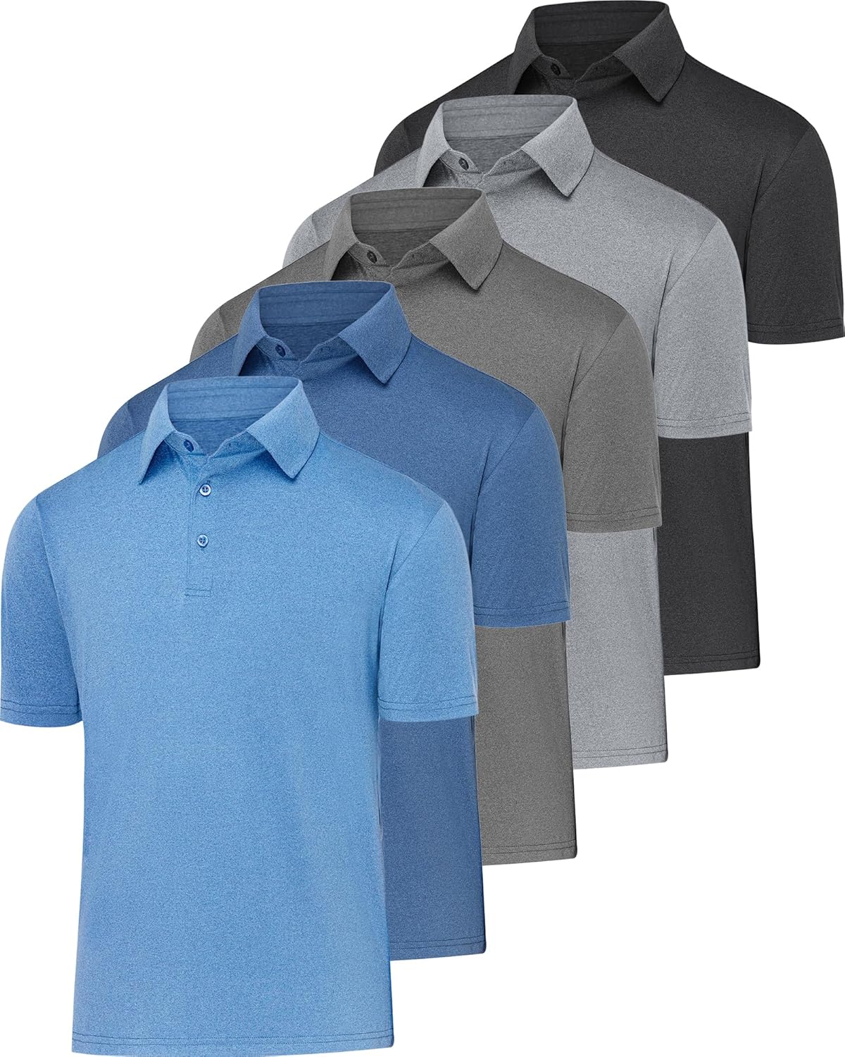 4/5 Pack Mens Polo Shirts Short Sleeve Quick Dry Moisture Wicking Casual Golf T...