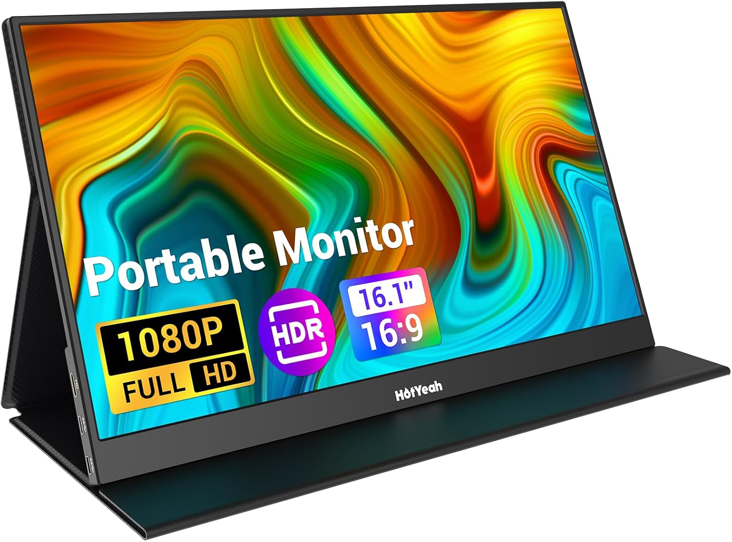 Portable Monitor, 16.1in 1080P FHD Laptop Monitor USB-C HDMI External Computer D...