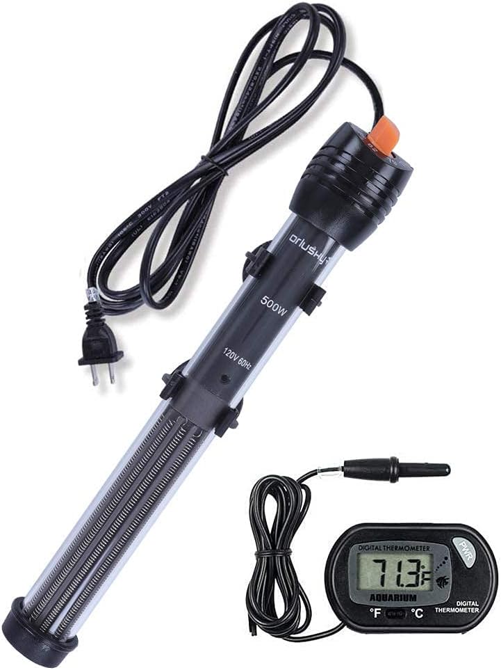 Orlushy Submersible Aquarium Heater,100W Adjustable Fish Tahk Heater with 2 Suct...