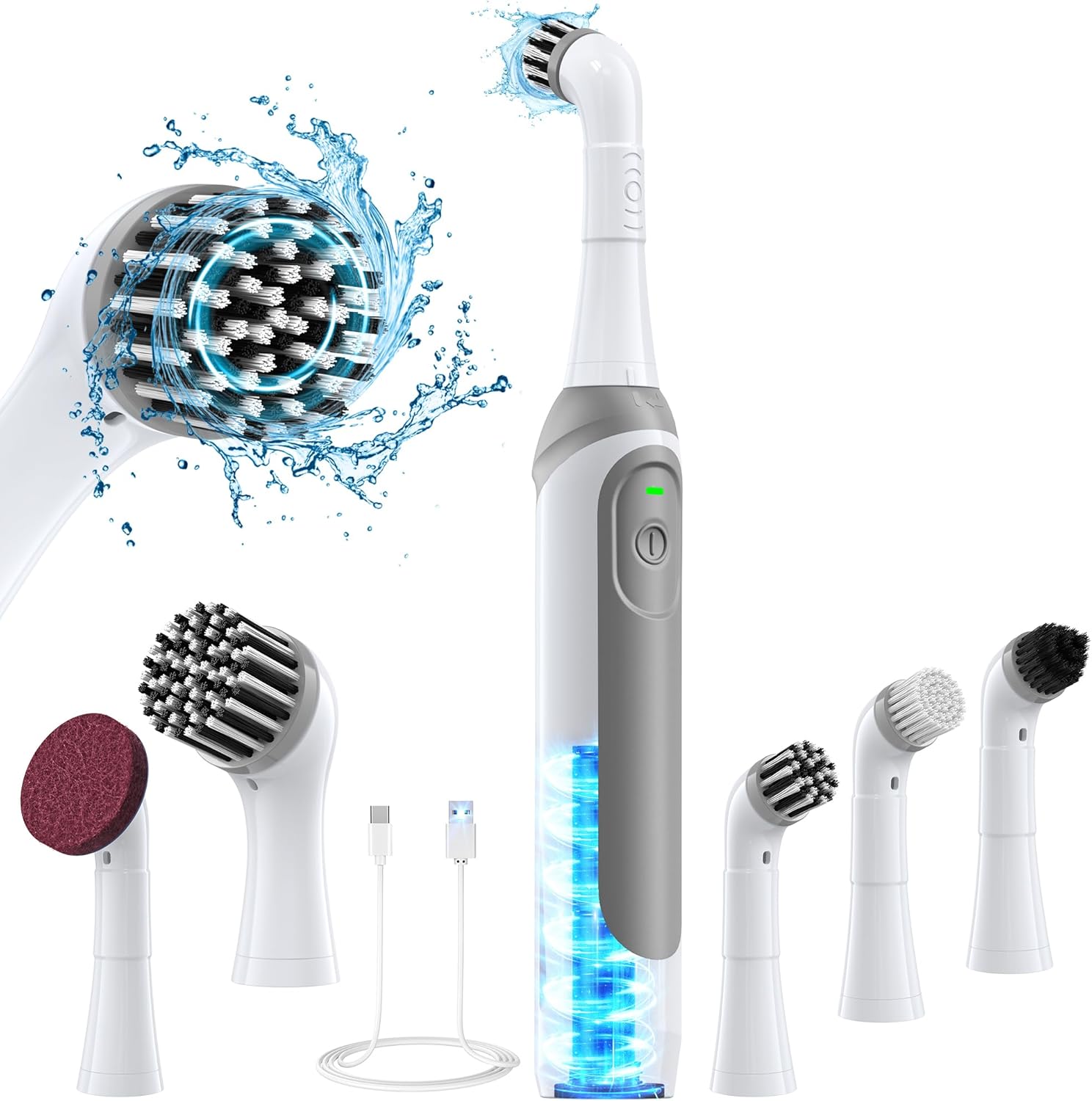 kHelfer Rechargeable Electric Grout Brush, Special Power Brush with Built-in Bat...