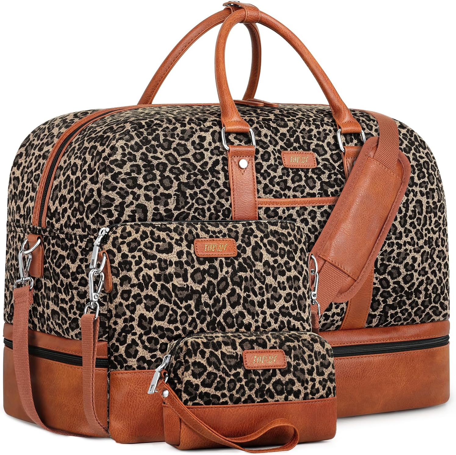 IBFUN Weekender Bags for Women, Large Overnight Bag Canvas Travel Duffel Bag Car...