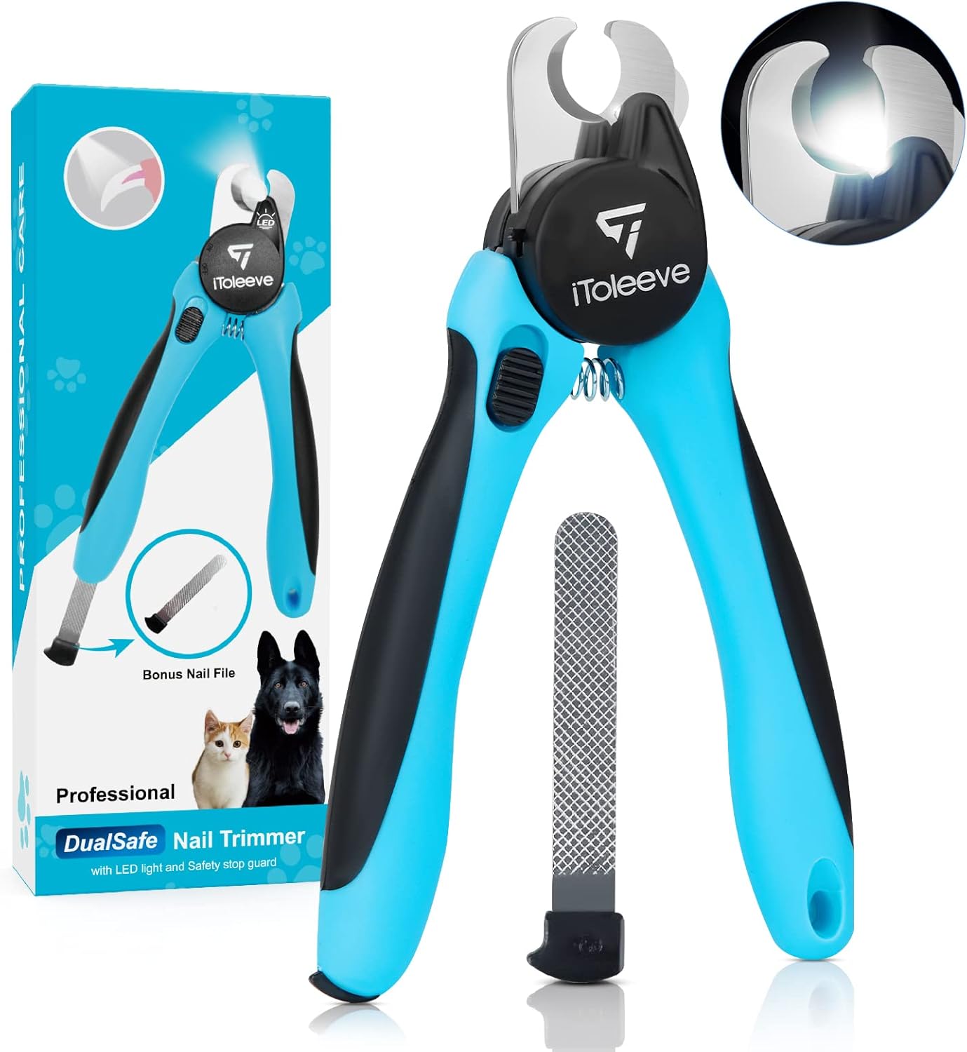 iToleeve LED Dog Nail Clipper with Light, Illuminates Nails or Bloodline for Saf...