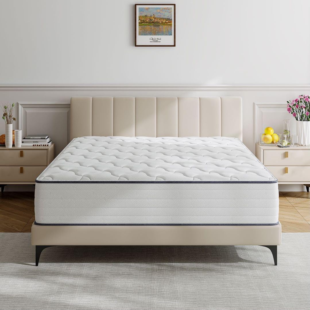 TXO Full Size Mattress, 10 Inch Medium Firm Hybrid Mattress with Antistatic Brea...