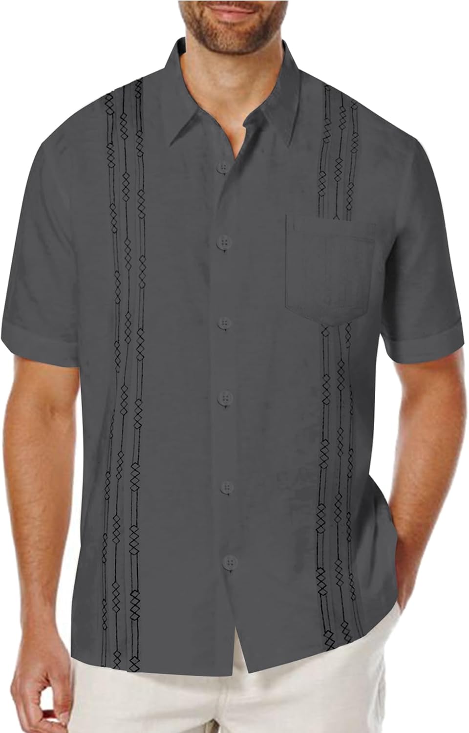 COOFANDY Mens Cotton Linen Cuban Guayabera Shirt Casual Short Sleeve Button Down...