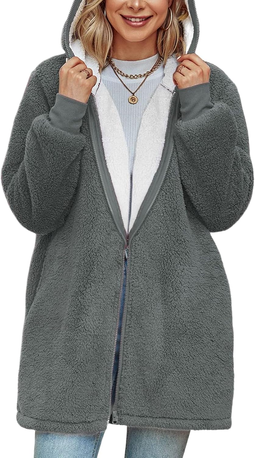 TOMEEK Women Fleece Oversized Hoodie Coat Zip Up Jacket Cardigan Wearable Sweats...