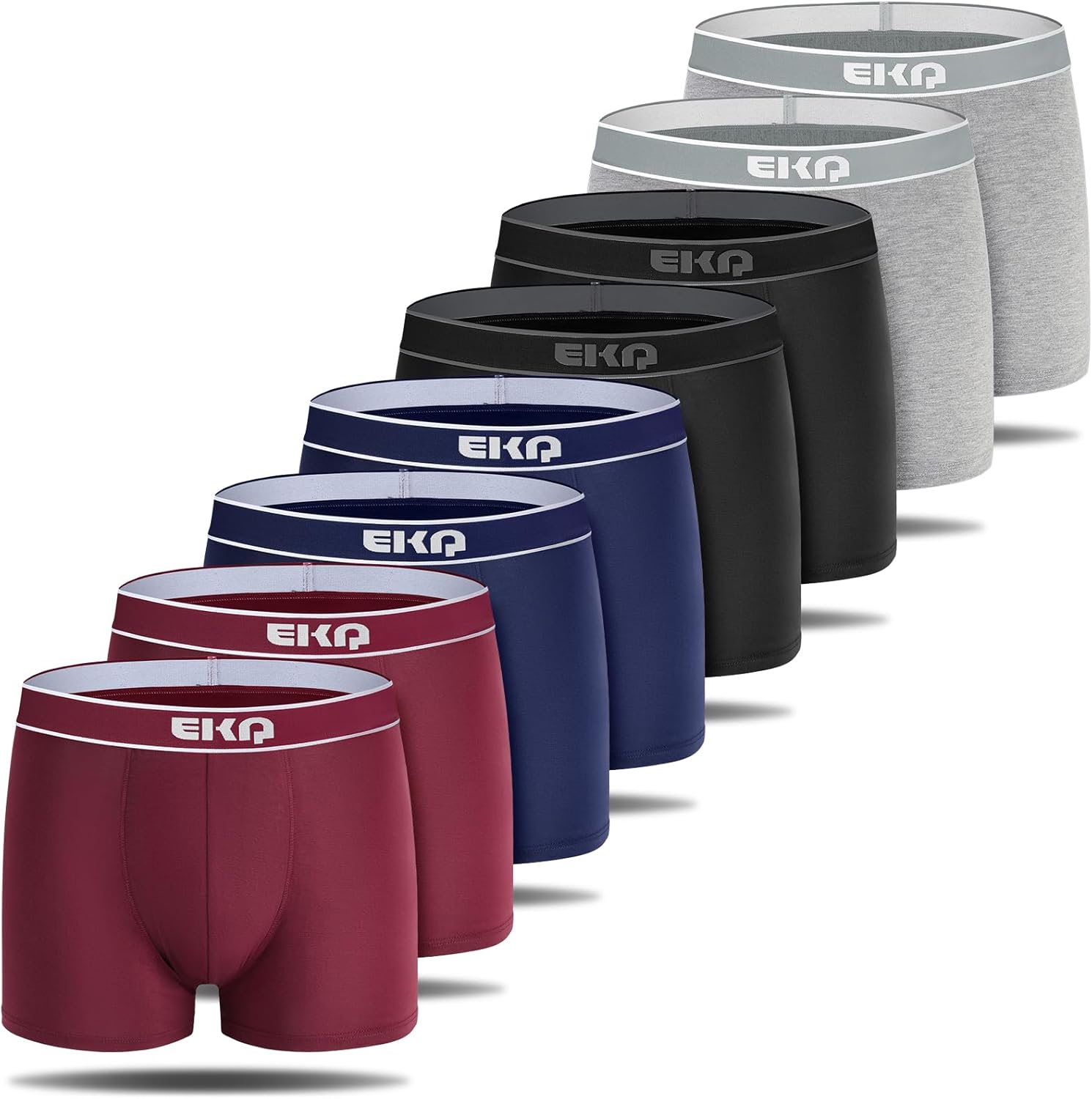 EKQ Mens Boxers Shorts Multipack 8-Pack Soft Bamboo Boxer Briefs Mens Underwear...