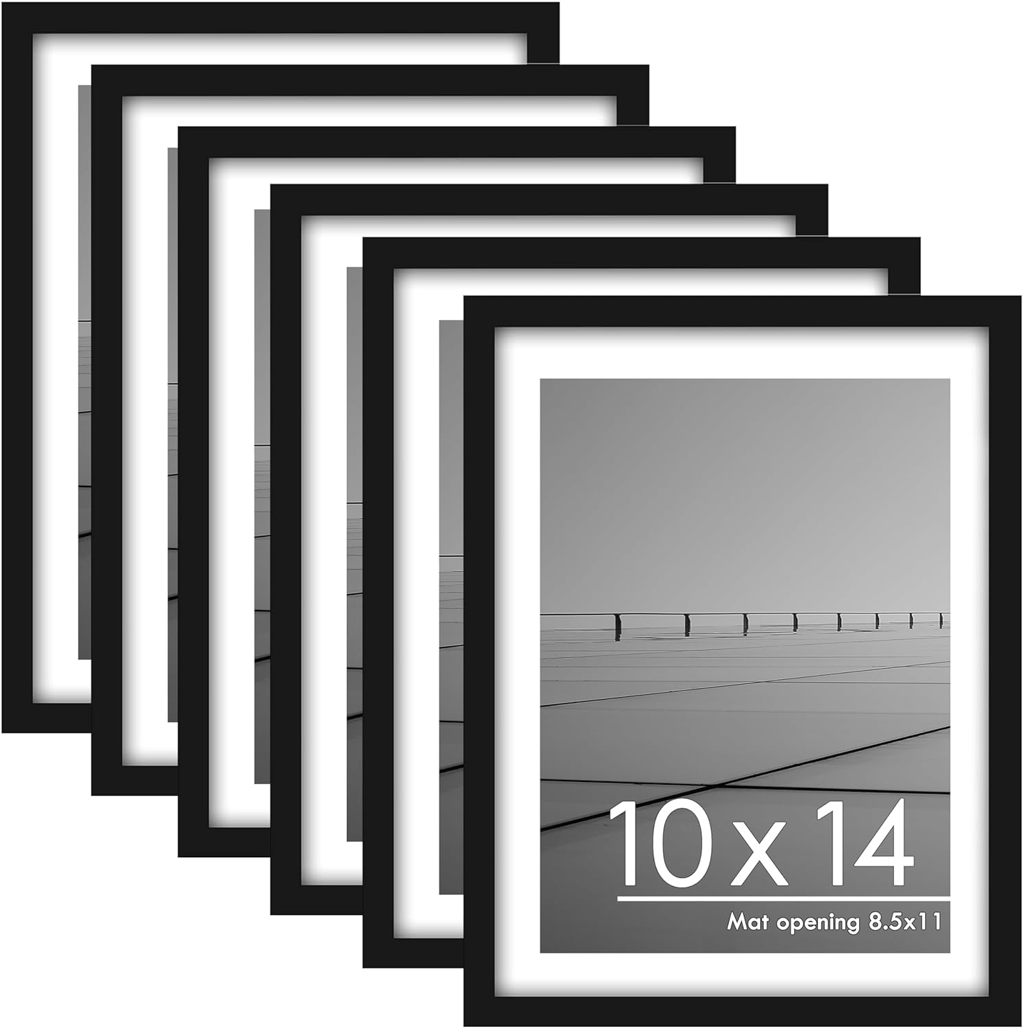 PEALSN 10x14 Picture Frame Set of 6, Special Display Frames for 8.5 x 11 with Ma...
