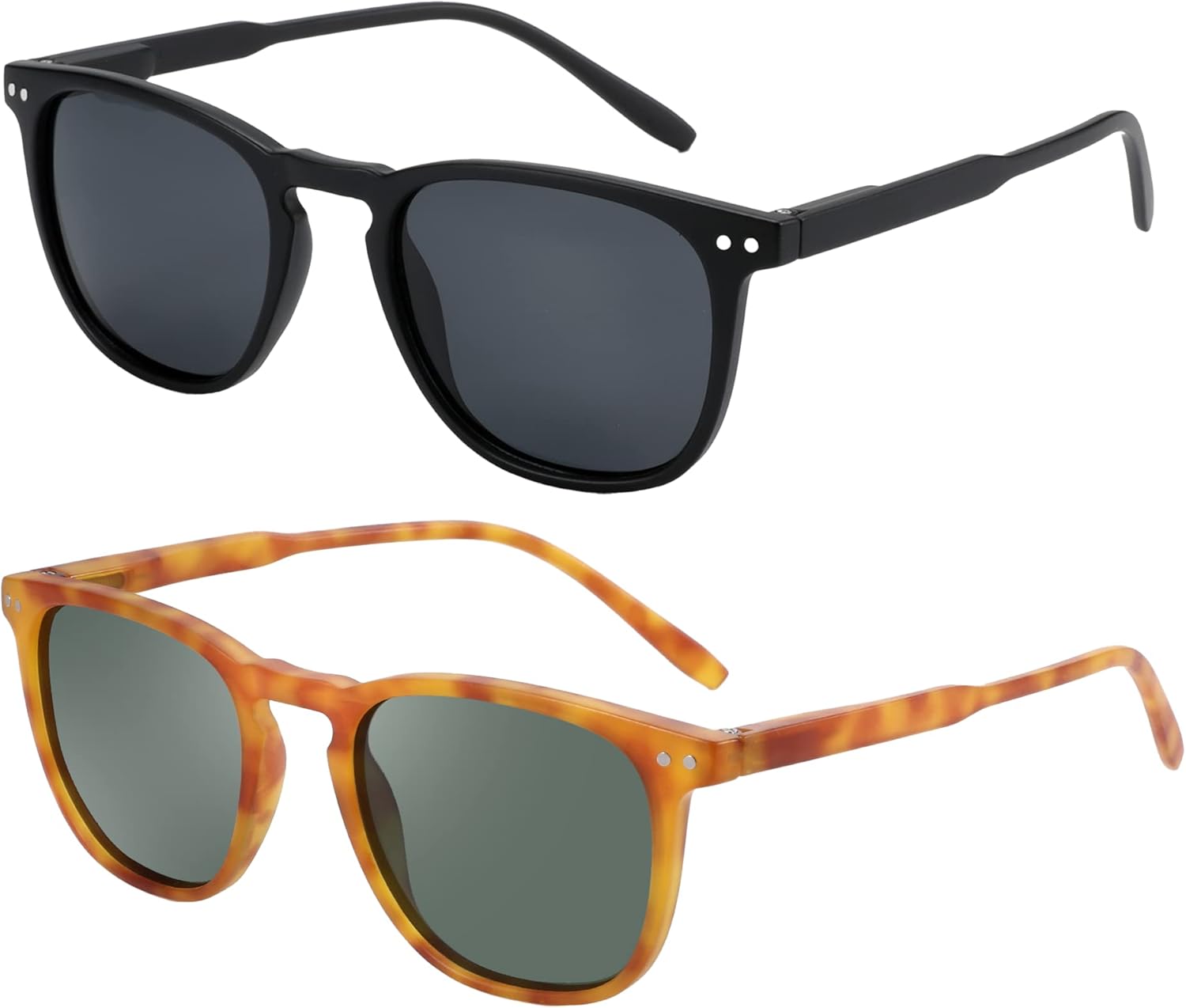 ZENOTTIC 2 Pack Polarised Sunglasses Womens Mens Retro Vintage Round and Square...