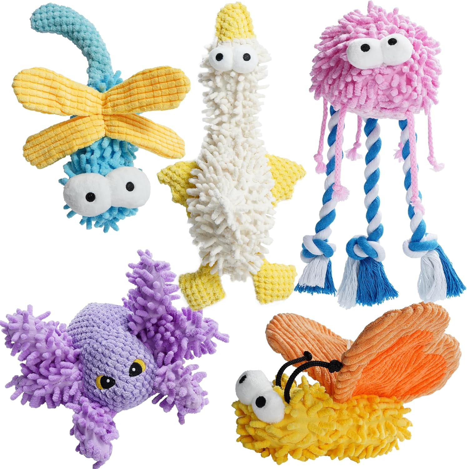 Nocciola Small Medium Dog Toys, Chenille Soft Fabric Squeaky Puppy Toys, Keep Do...