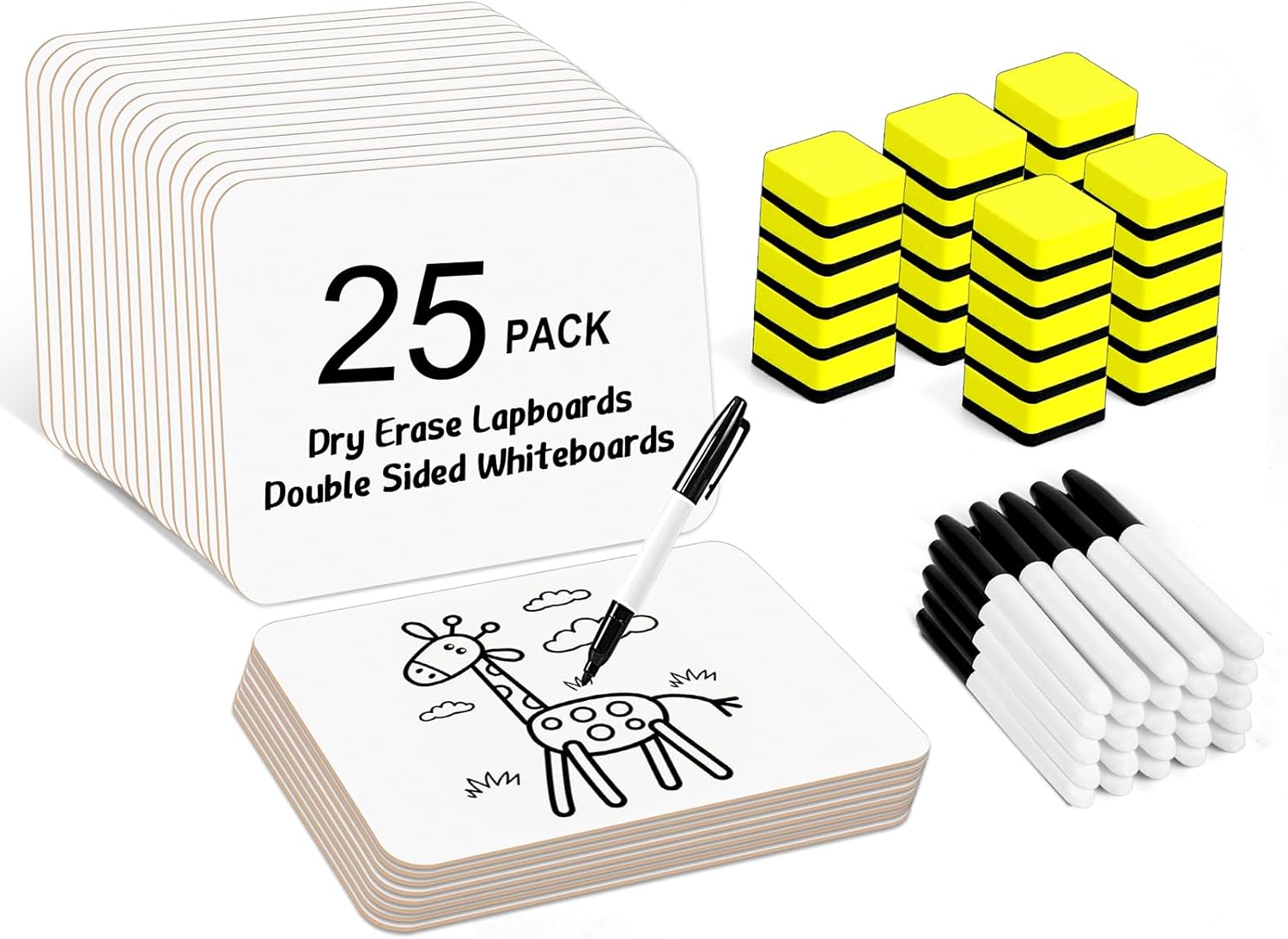 Dry Erase Lapboards, HERKKA 25 Pack Double Sided Dry Erase Lap Boards 9 x 12.5 I...