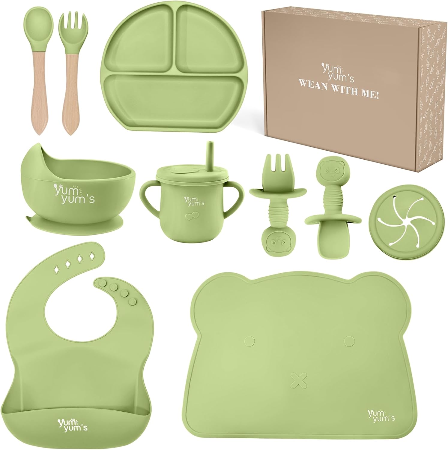 Yum Yum's Baby Weaning Set – Includes Toddler Water Bottle, Cups, Bowl, Spoon, F...