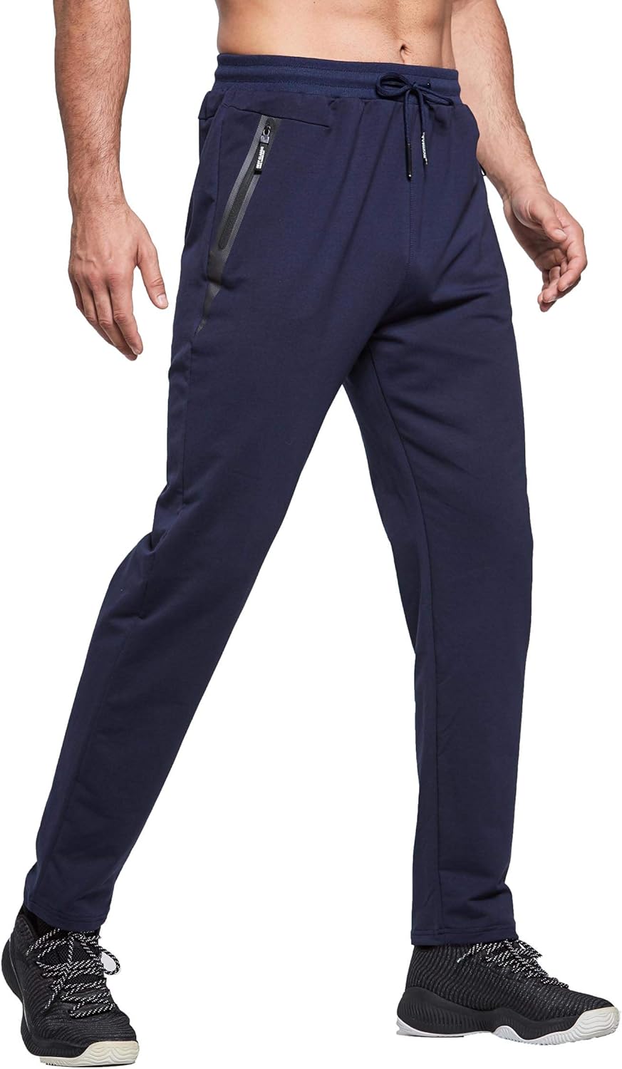 Tansozer Mens Joggers Slim Fit Jogging Bottoms Zip Pockets M Navy Blue