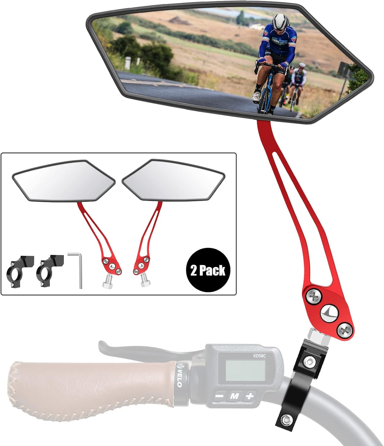 Diyife HD Wide Angle Bicycle Rear View Mirror, Special Bike Mirror with 360° Adj...