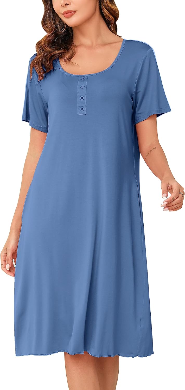 Vlazom Women's Nightdress, Ladies Soft Nighties U-...