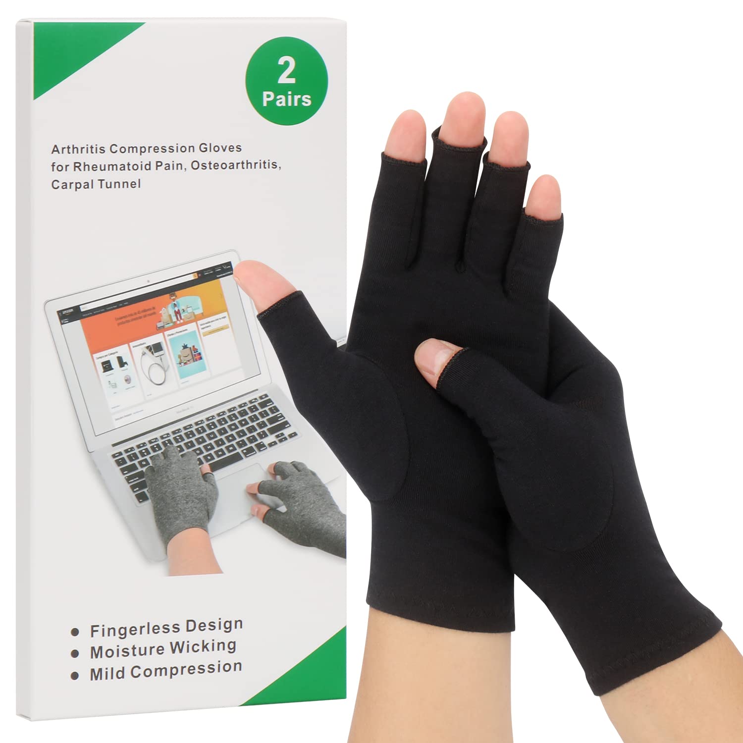 2-Pair Arthritis Compression Gloves for Alleviate Rheumatoid Osteoarthritis, Car...
