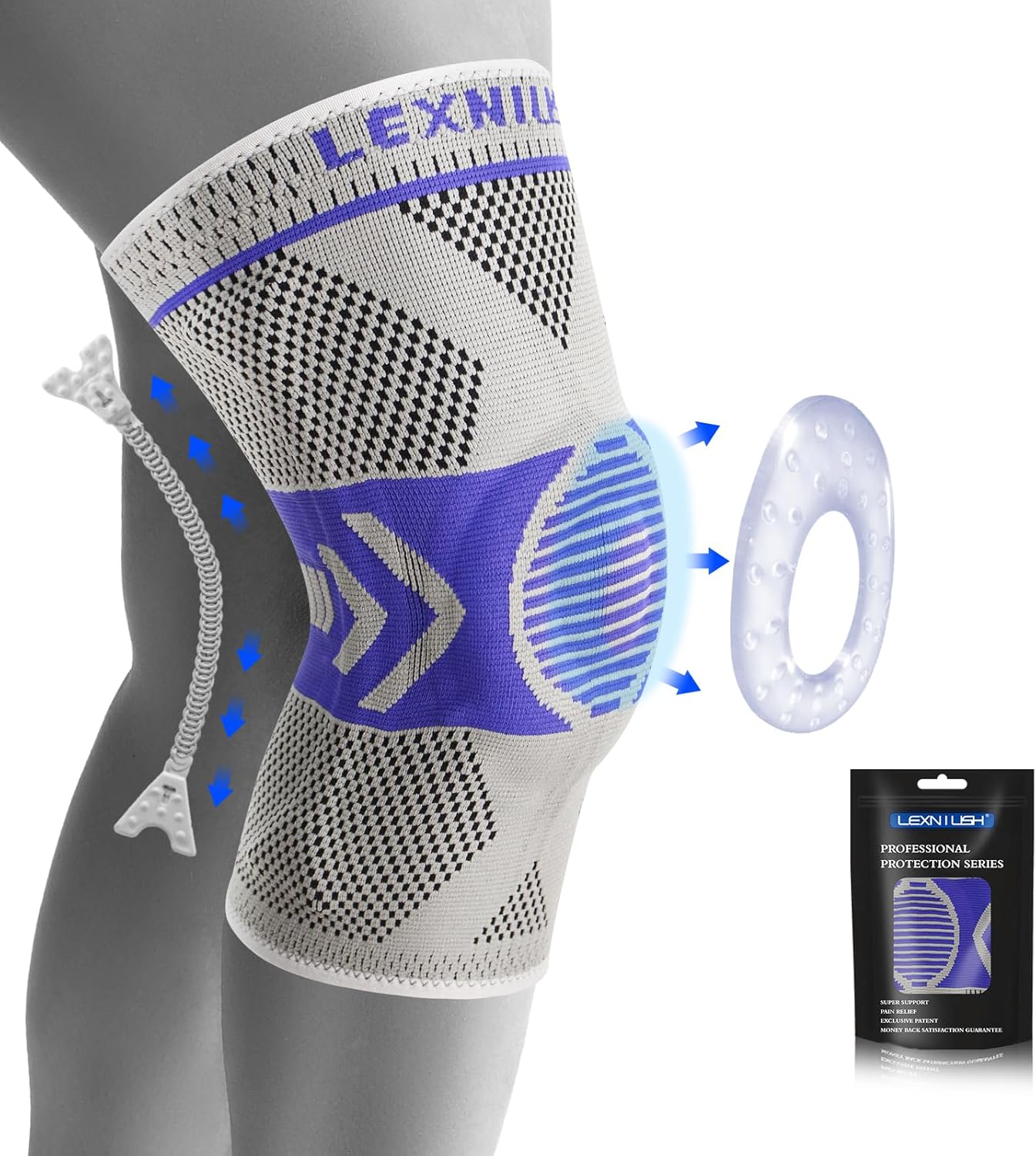 Lexniush Knee Support Brace for Women/Men, Knee Compression Sleeve with Patella...