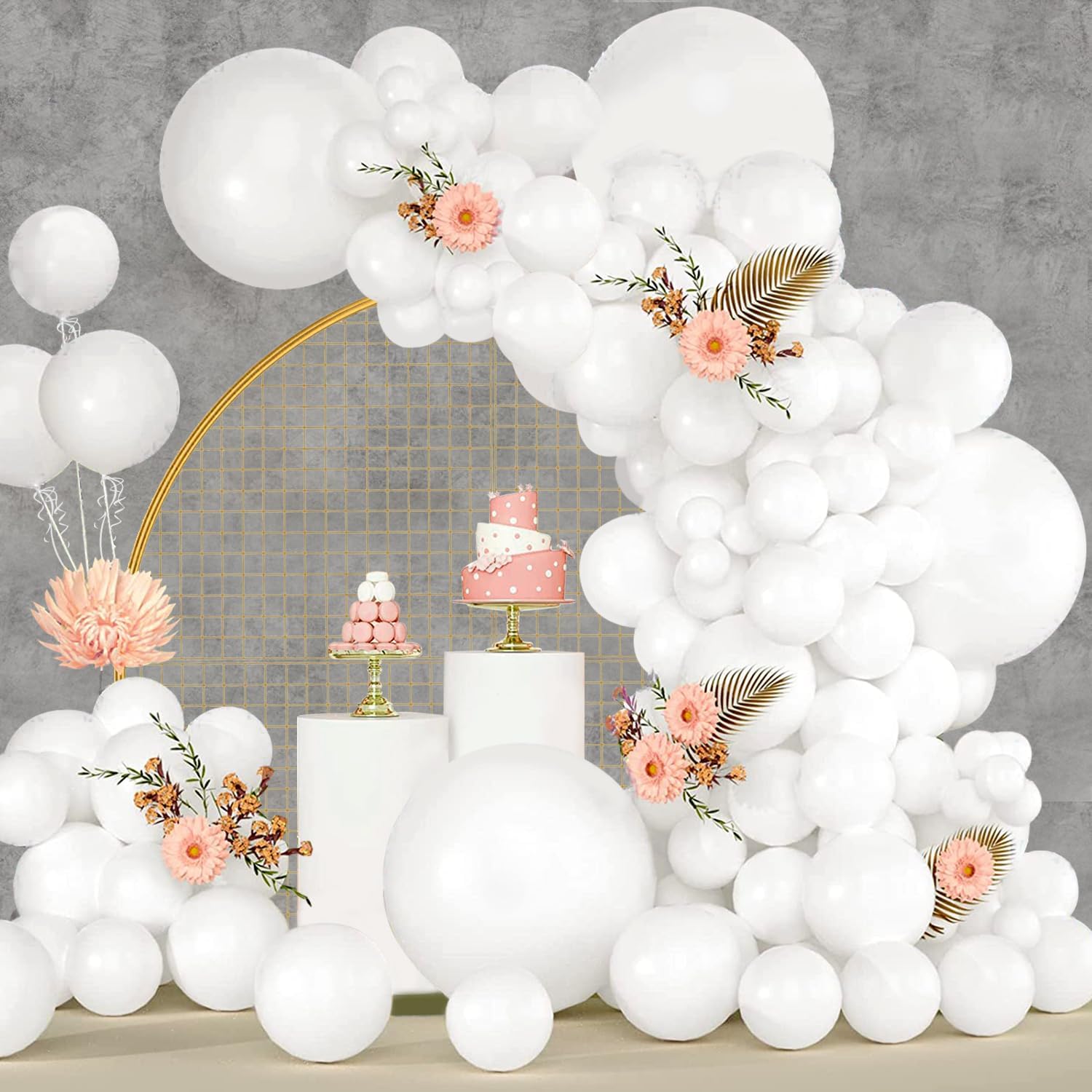 White Balloons 120pcs, Special White Balloon Garland Arch Kit, Unique Party Late...