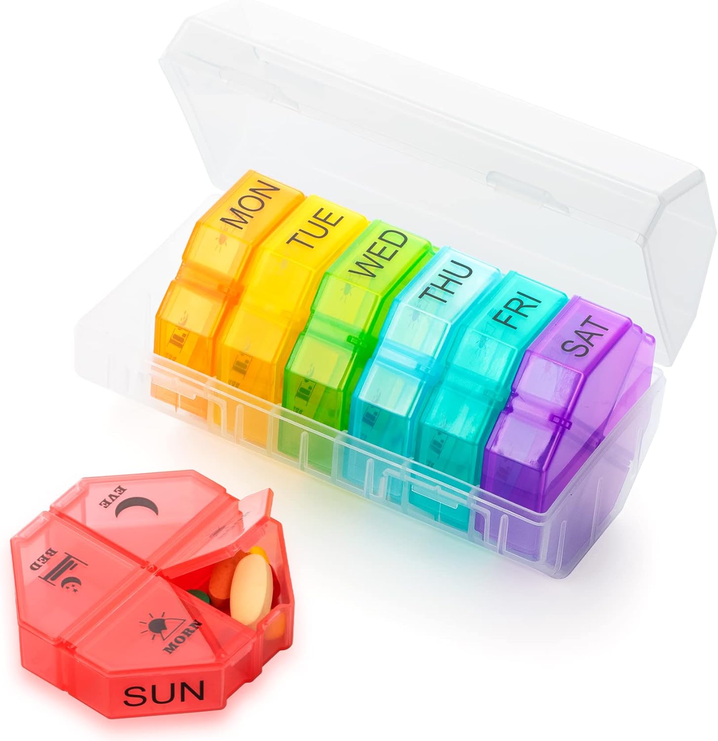 Large Pill Boxes 7 Day 4 Times a Day, Weekly Pill Box Organiser Daily Pill Case...