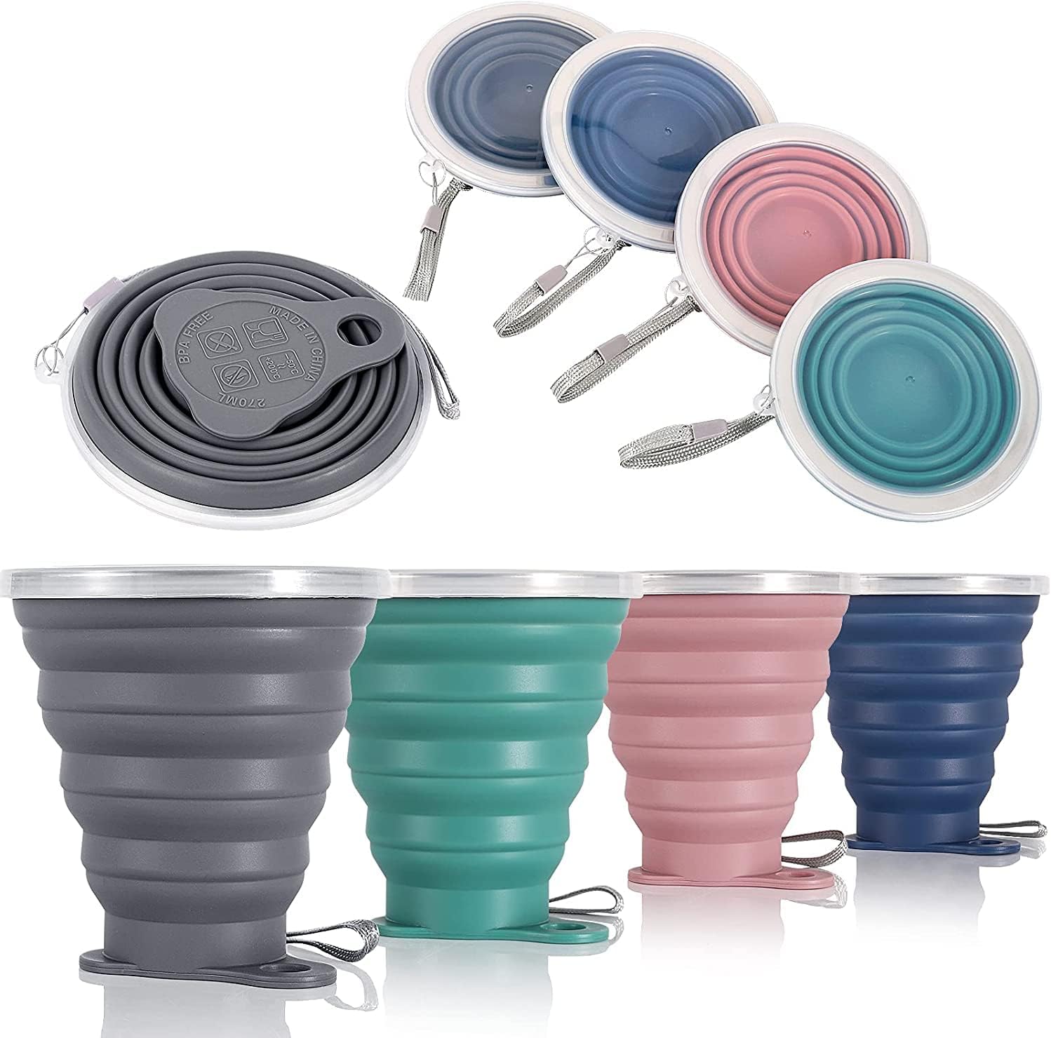 ME.FAN Silicone Collapsible Travel Cup, Special Silicone Folding Camping Cup wit...