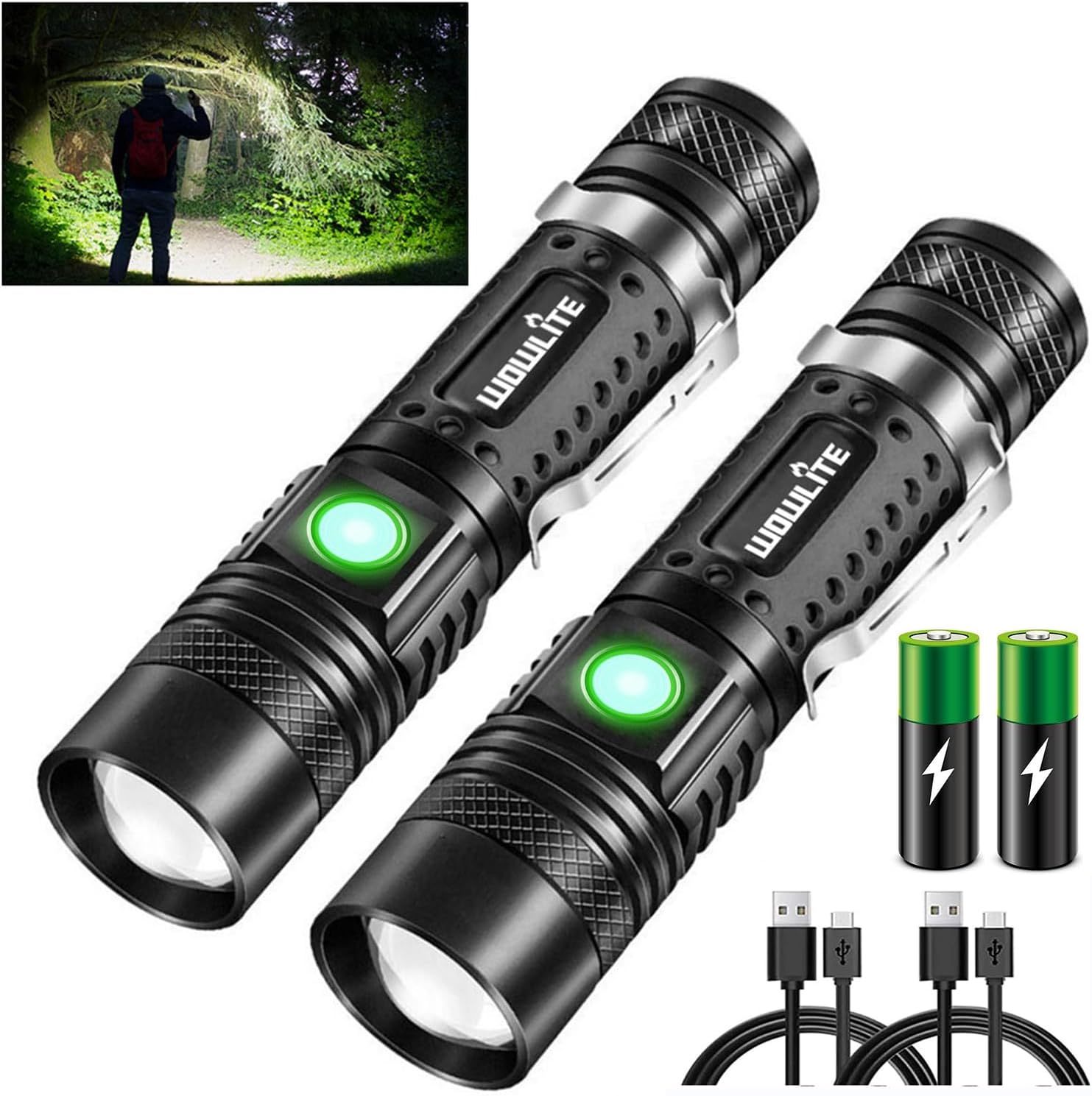 wowlite LED Torch, Powerful Super Bright Torch For Camping, Practical Battery Po...