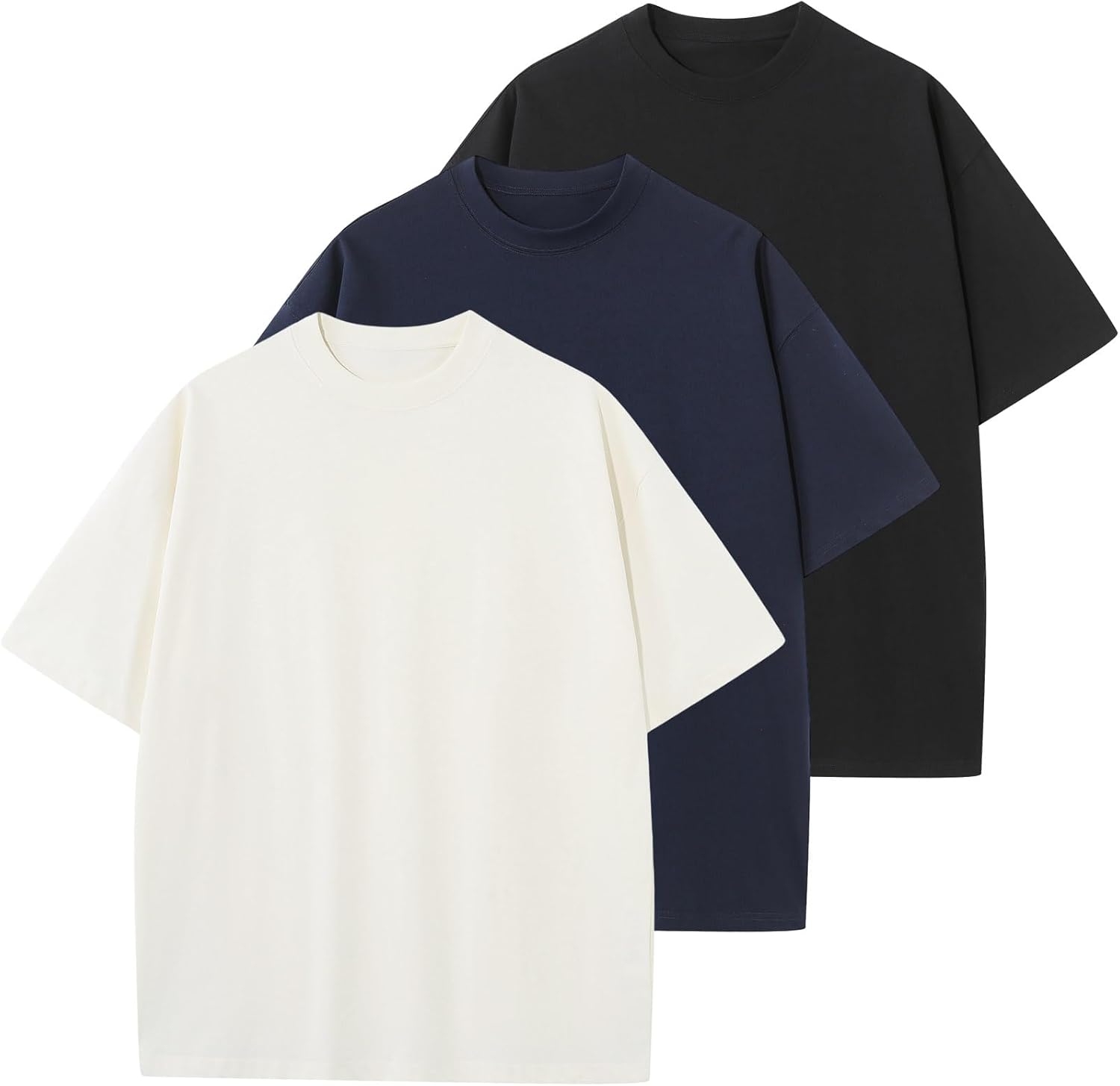 Men's Cotton T-Shirts Oversized Unisex Short Sleeve Crew Neck Loose Basic Tops S...