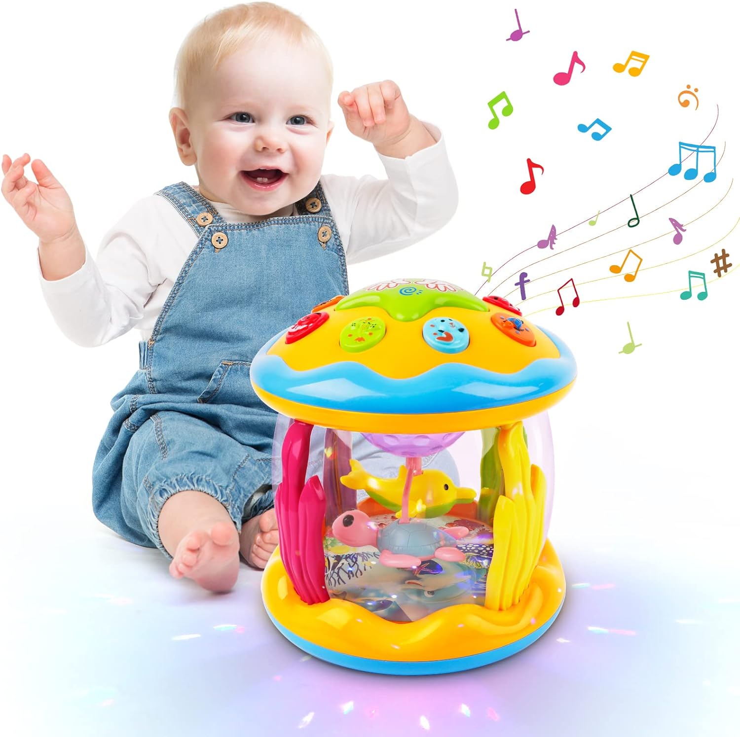 M SANMERSEN Baby Toys 6 to 12 Months - Ocean Projector Light Up Musical for 12-1...