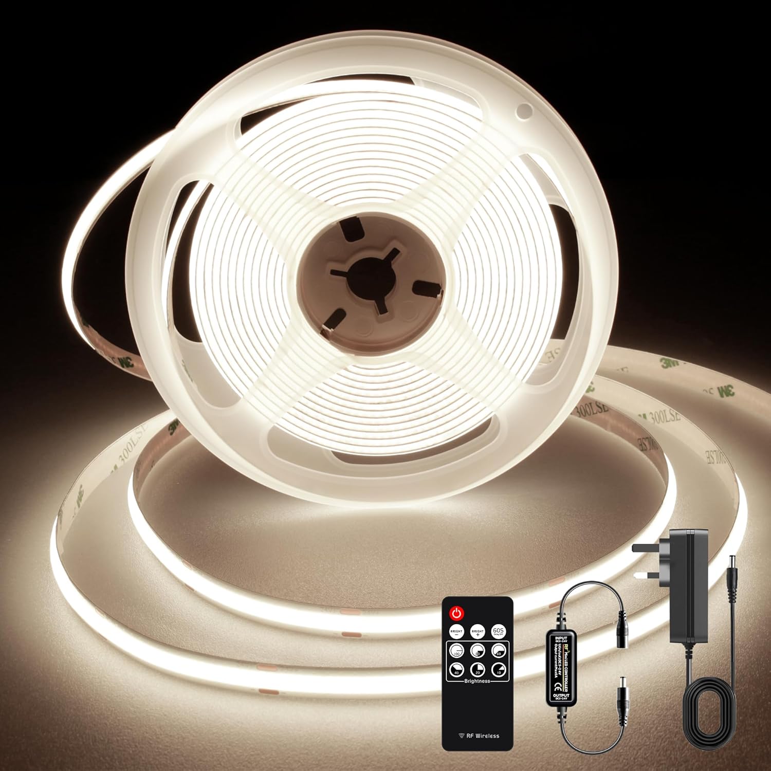TTWAY COB LED Strip Lights, Dimmable 4000K LED Strip Kit, Super Bright 24V LED T...