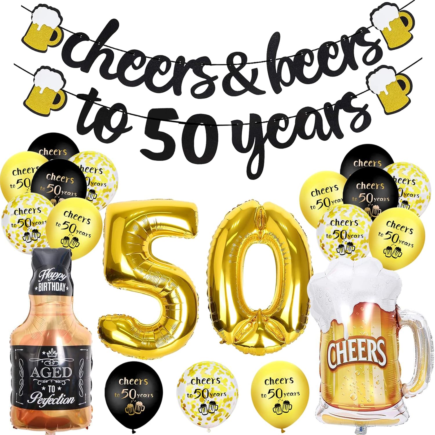 50th Birthday Decorations, Party Decorations with Cheer Banner, 40Inch Number 50...