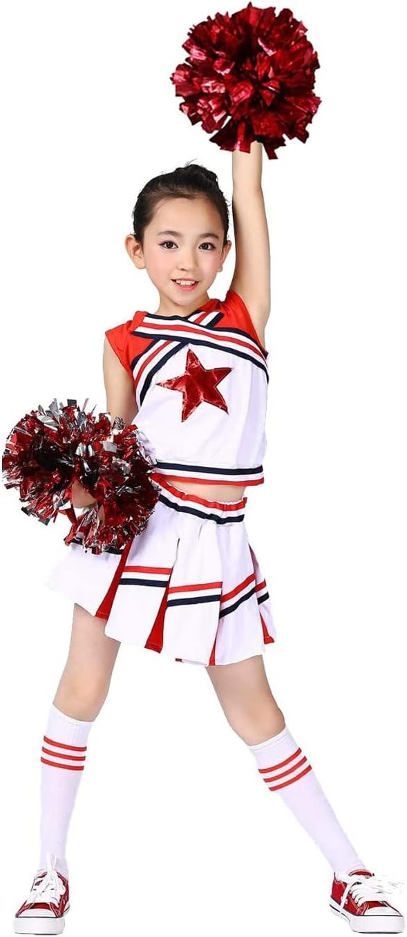 LOLANTA Girls' Cheerleading Costumes, Special Fancy Dress Up with Pompoms and So...