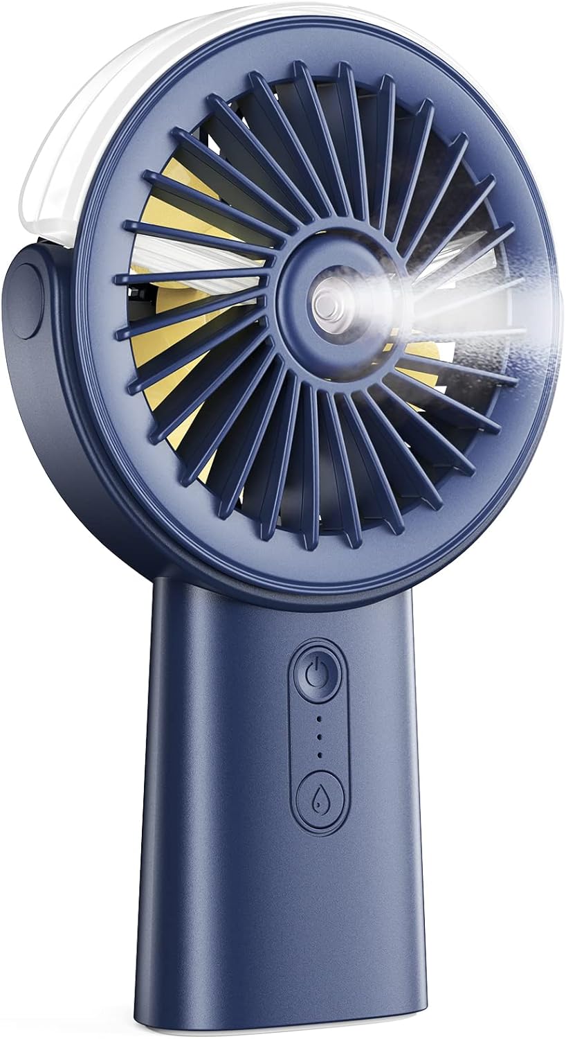 Otlonpe Misting Fan Portable Fan with Mist, 4000 mAh Rechargeable Handheld Fan B...