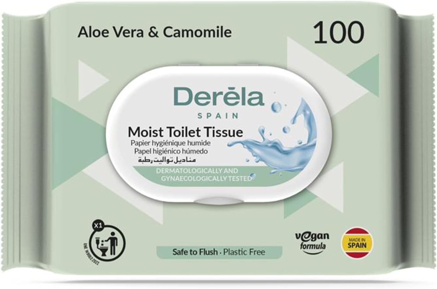 Derela WC Flushable Toilet Paper Wet Wipes - Dermatologically Tested / PH Neutra...
