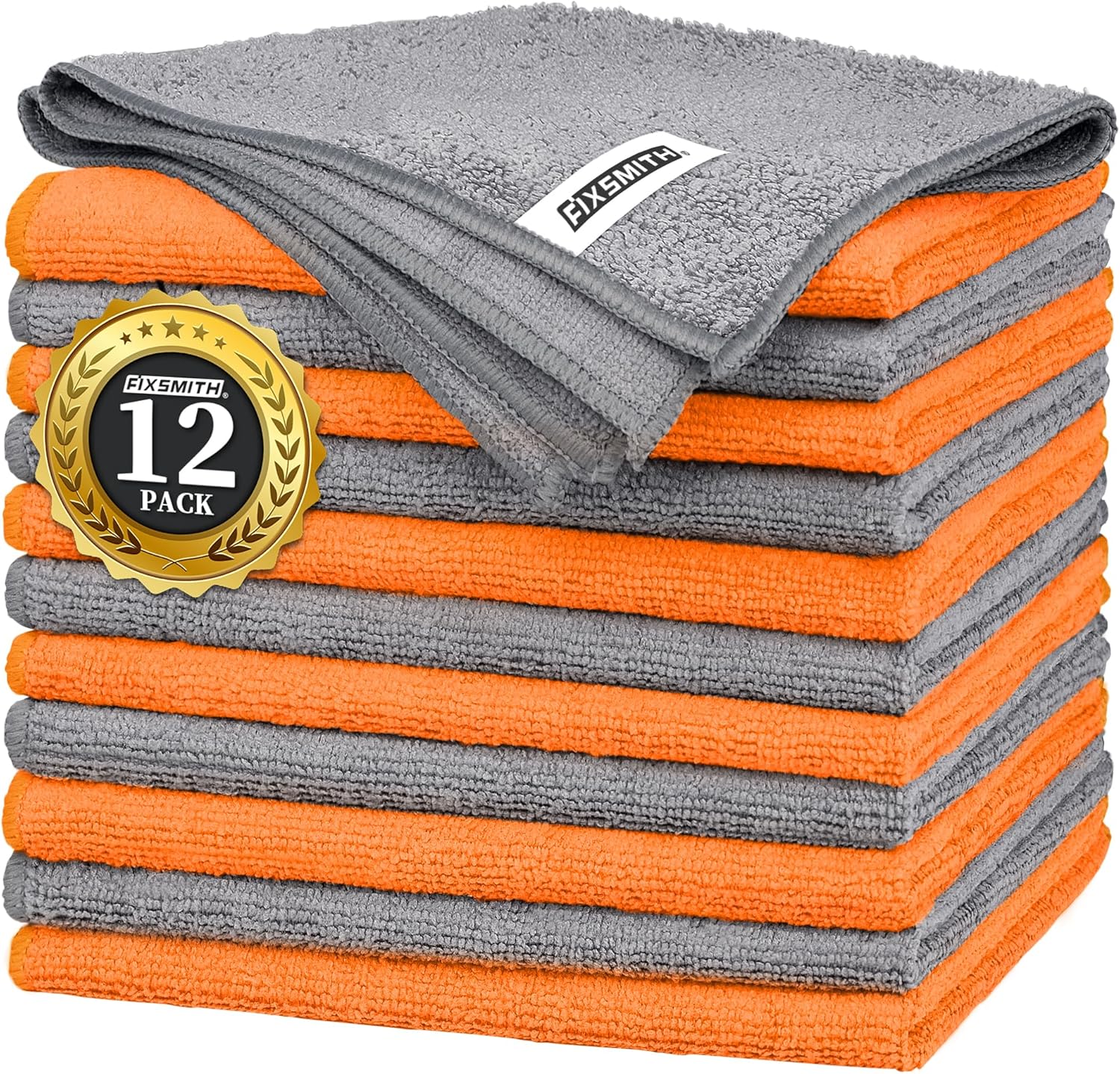 FIXSMITH Microfibre Cleaning Cloth -Pack of 12, Highly Absorbent Cleaning Rags(G...