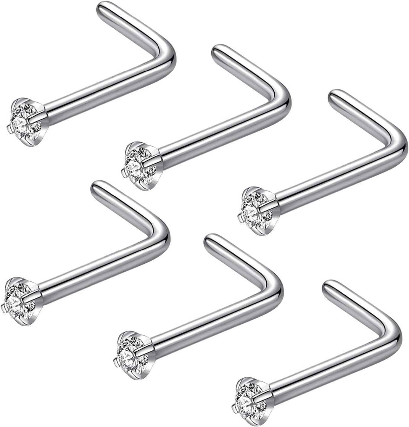 JOYMORE 6PCS 316L Surgical Steel Nose Ring Studs/Nose Screw for Women Nostril Pi...