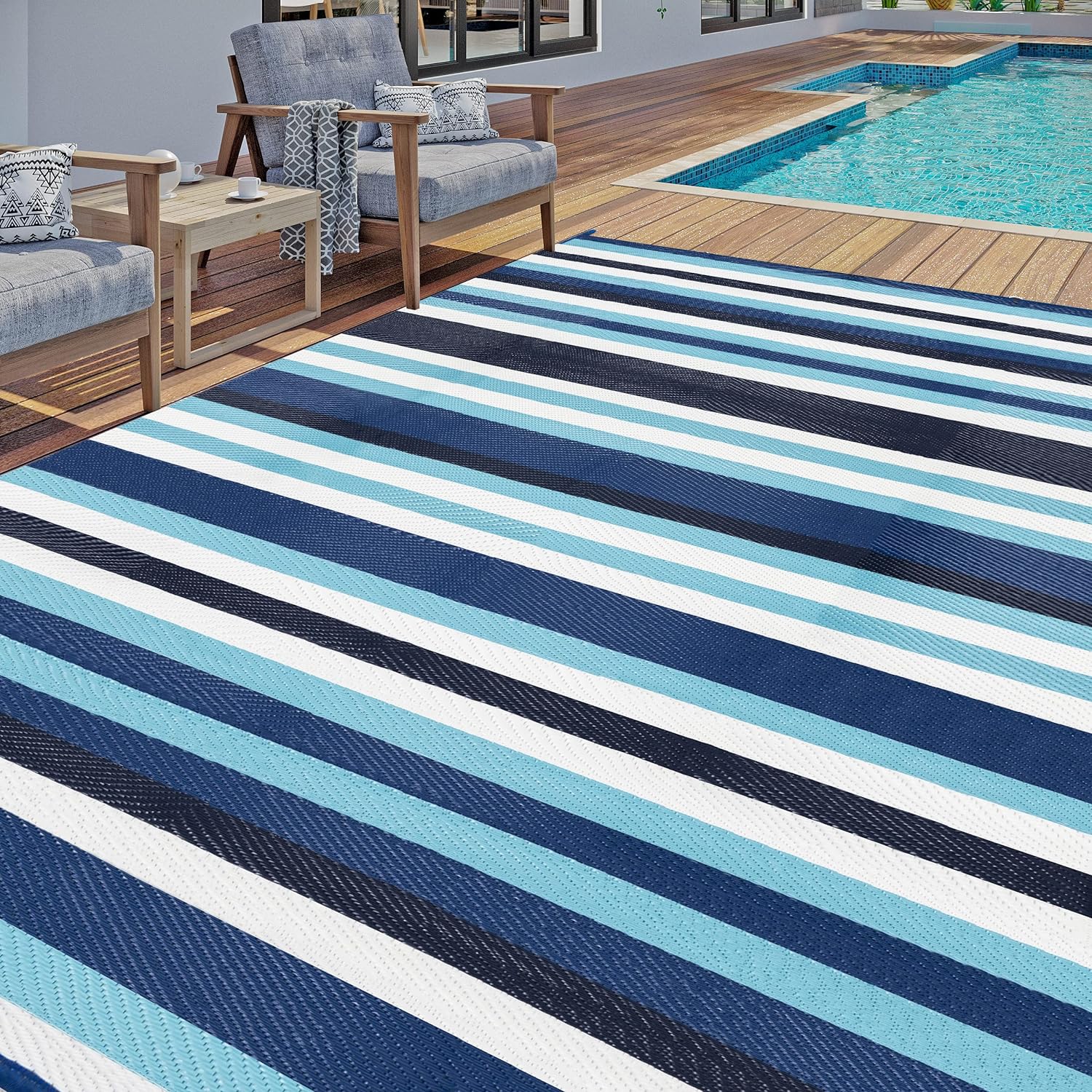 Outdoor Waterproof Rug, Special 8'x10' Plastic Straw Rugs, Innovative Washable R...