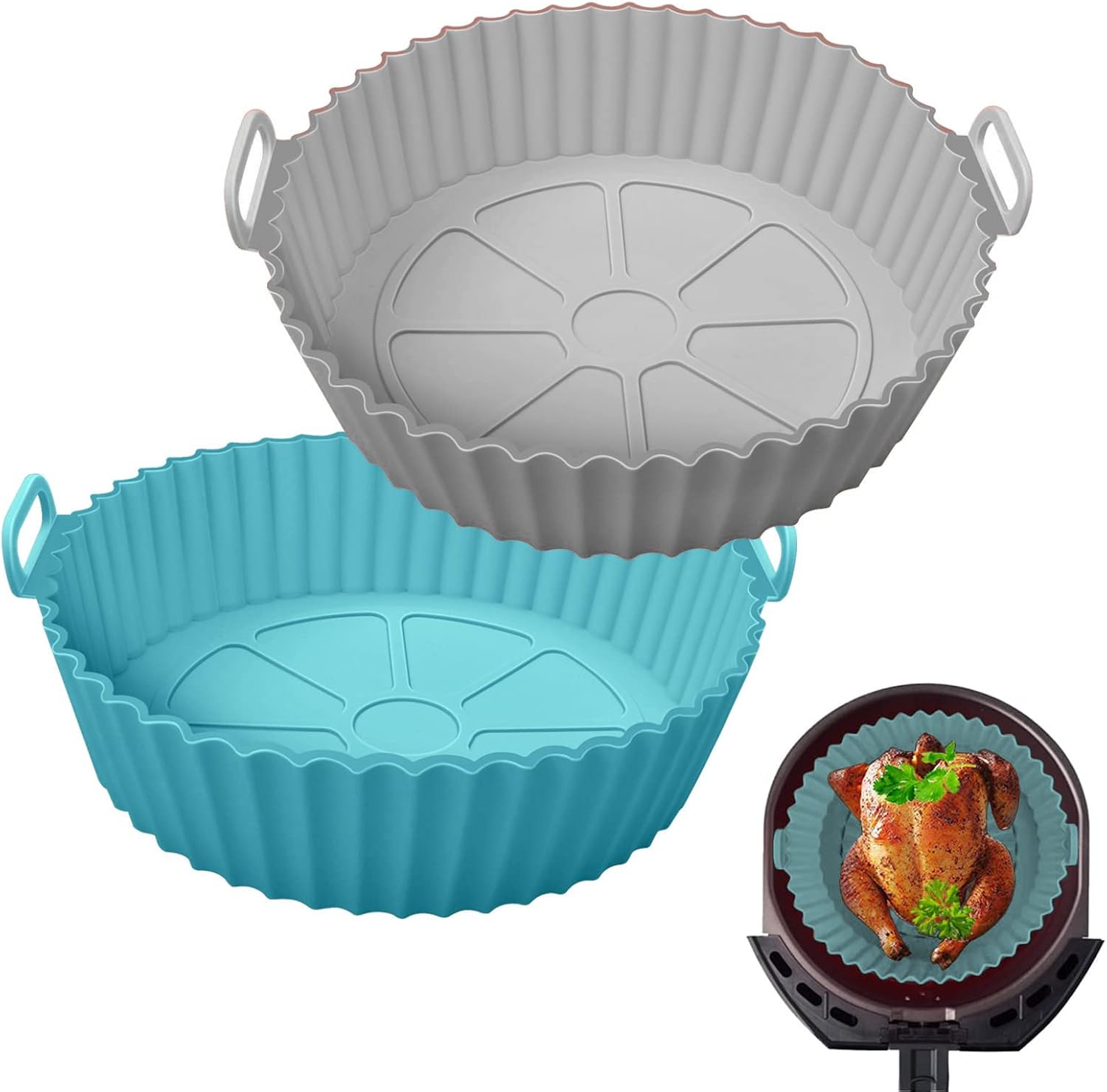 Air Fryer Silicone Liner, 2 Pack Reusable Silicone AirFryer Liners, 7.8 inch Air...