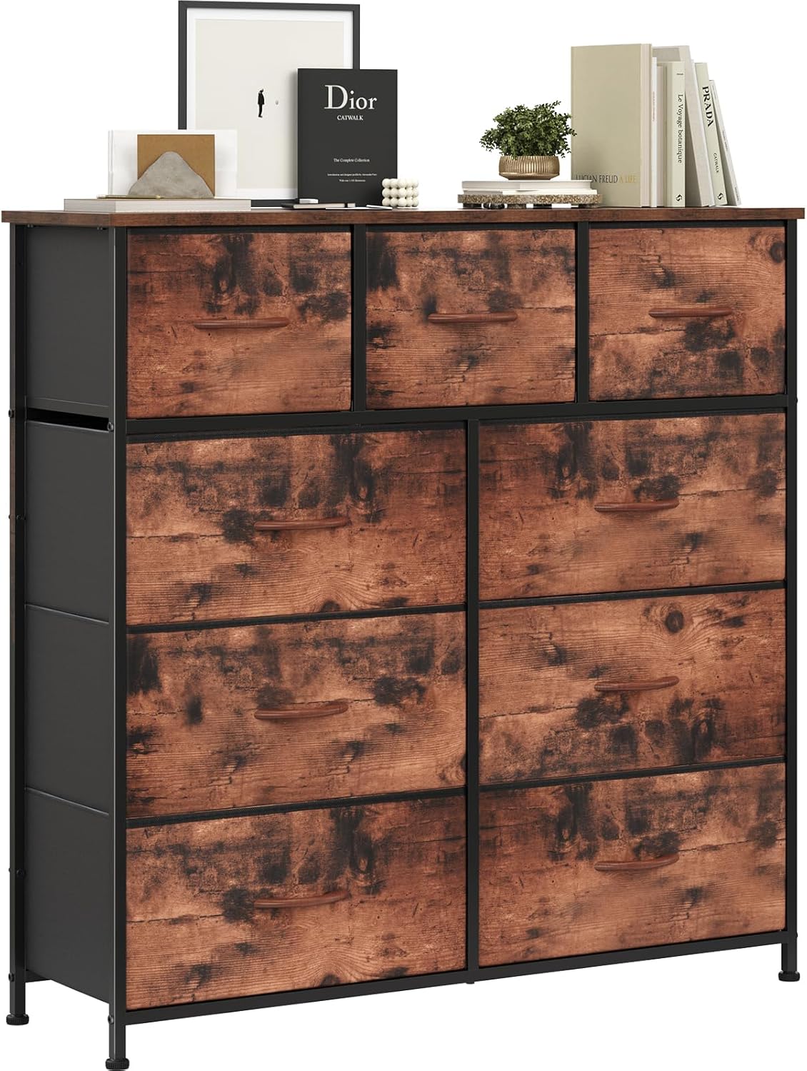 Farini 9 Drawers Dresser for Bedroom, Fabric Drawers Chest Tower with Durable St...