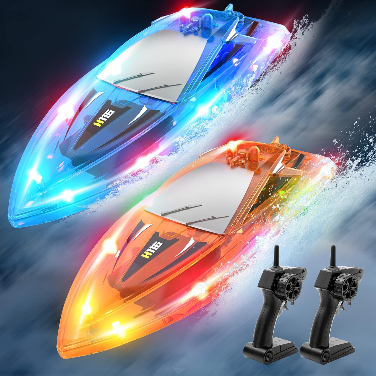 RC Boat for Kids,2Pack LED Light Remote Control Bo...
