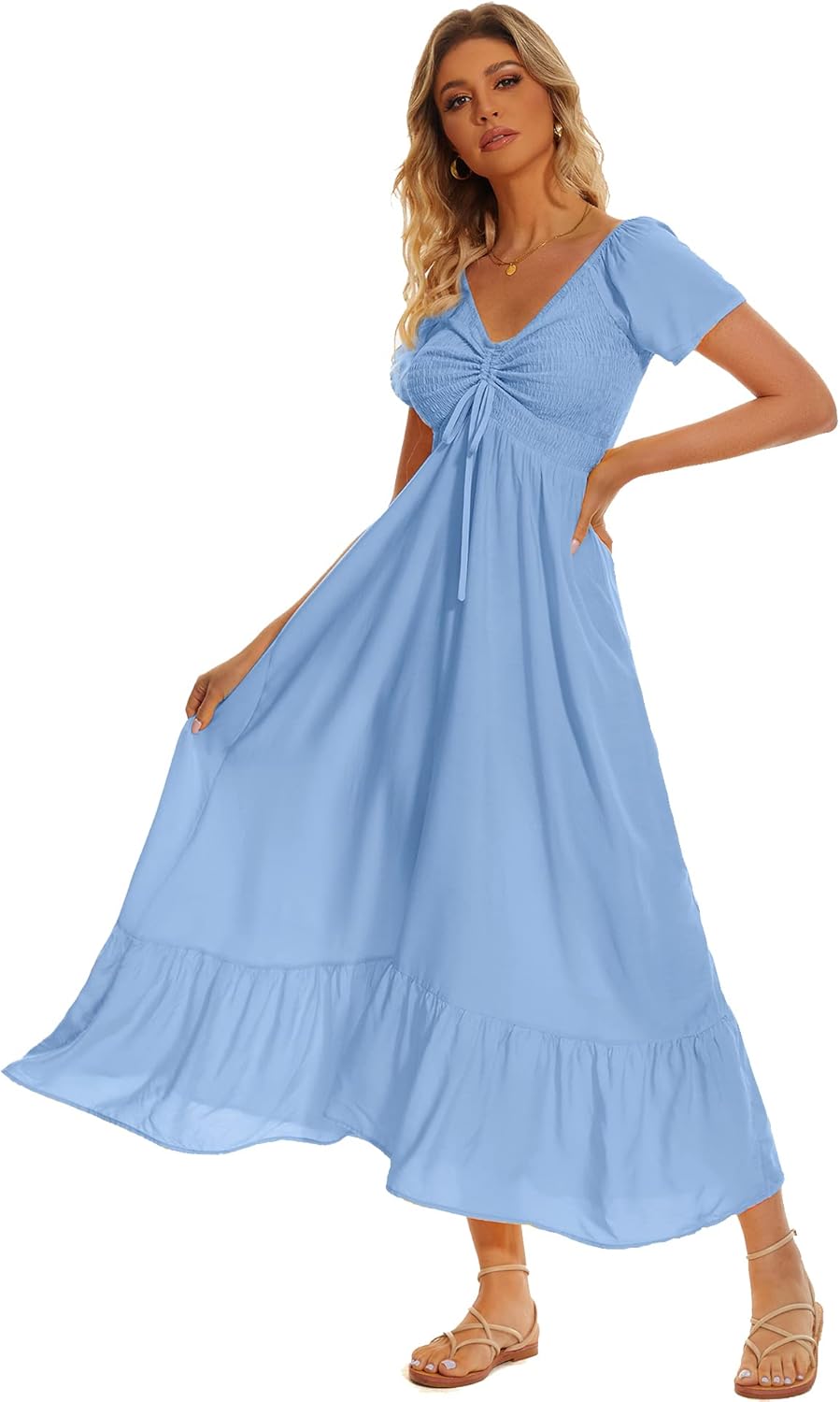Summer Floral Maxi Dress, Special Women's Dress with Casual Short Sleeve, Innova...
