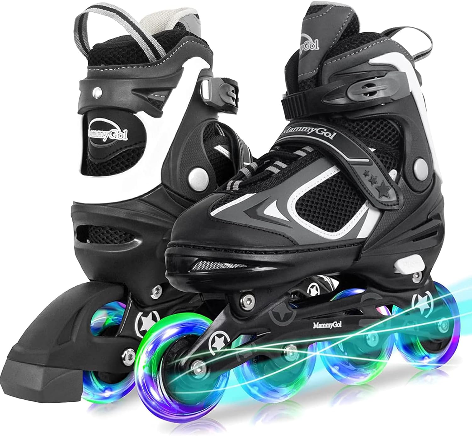 MammyGol Adjustable Inline Skates for Kids, Boys Blades Skate Girls with Light u...