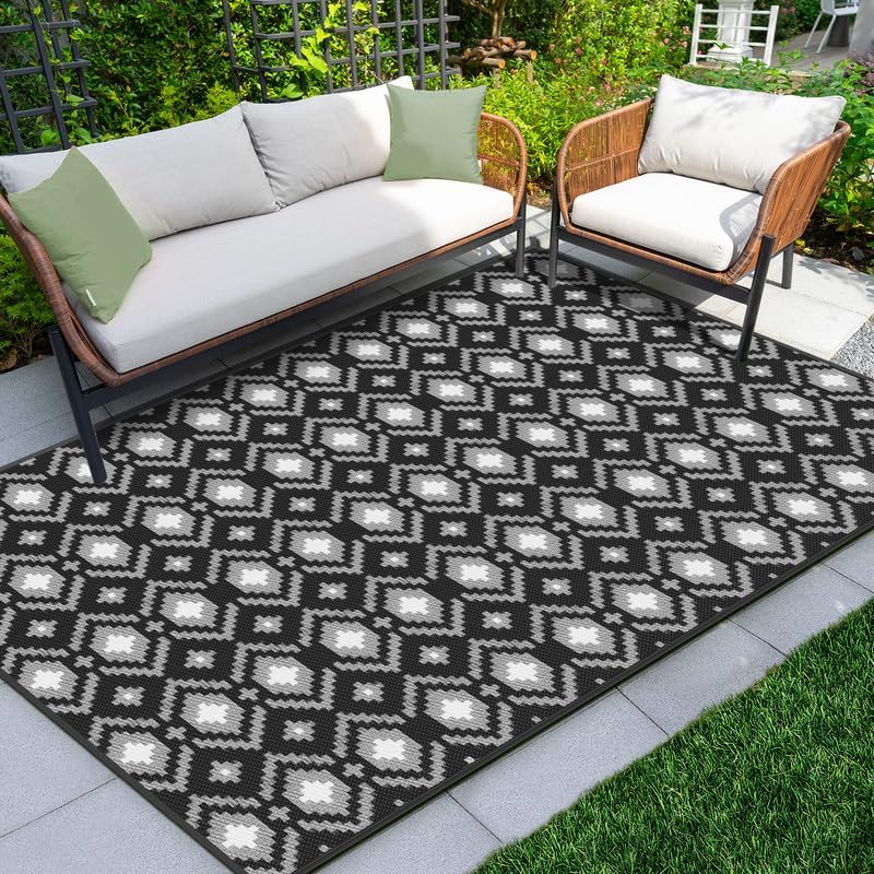 ROMROL Outdoor Rug, 5x8ft Outdoor Plastic Straw Rug, Reversible Outdoor Mats, Ar...