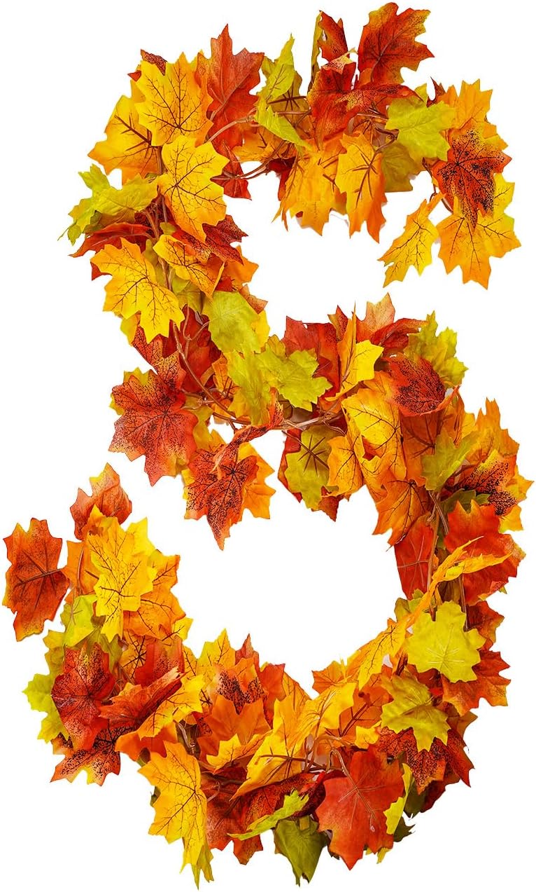 Autumn Maple Leaves Vines, Special Fall Leaf Garland Hanging Plant with Hooks, I...