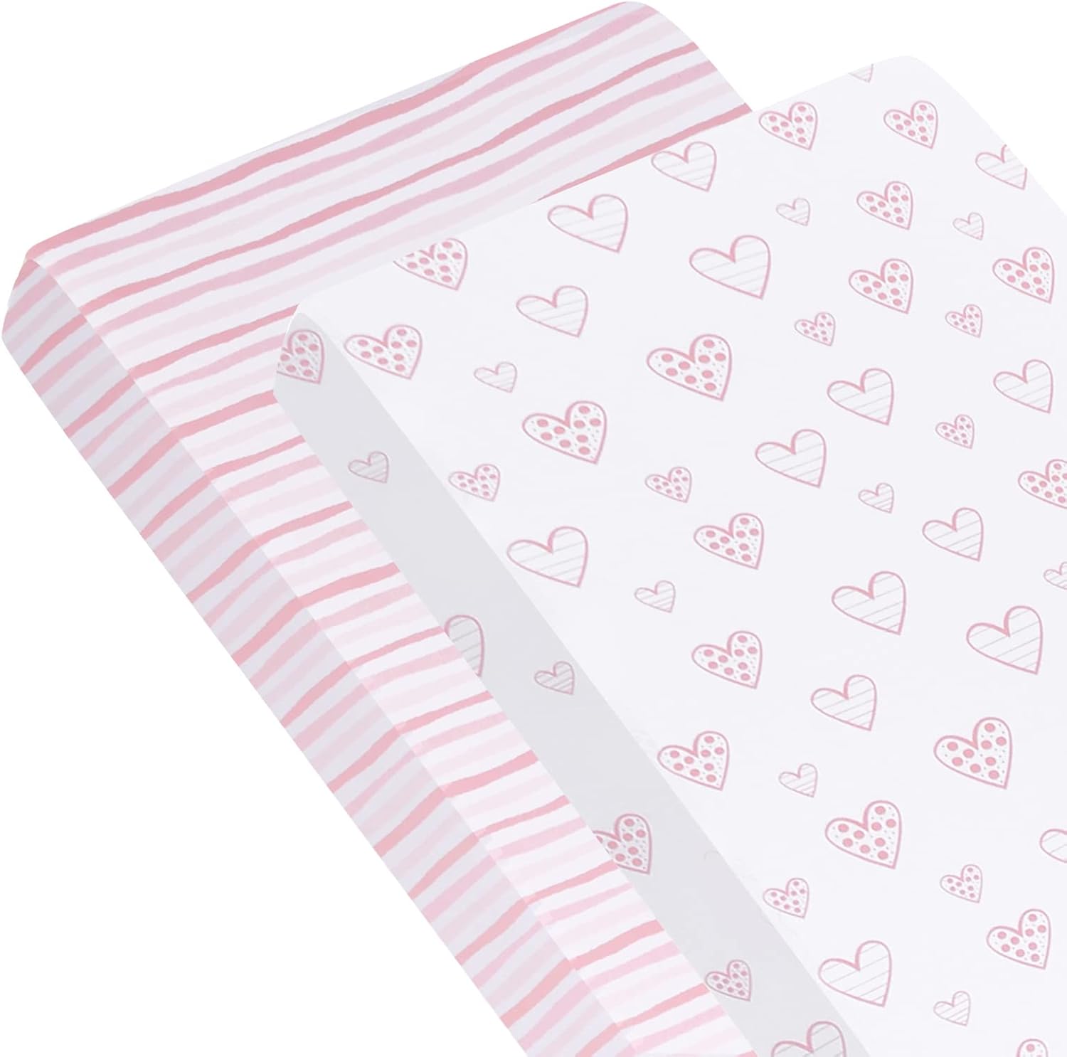 Cot Bed Fitted Sheets 2 Pack, 100% Cotton Travel Cot Sheets Fitted 120x60cm, Fit...