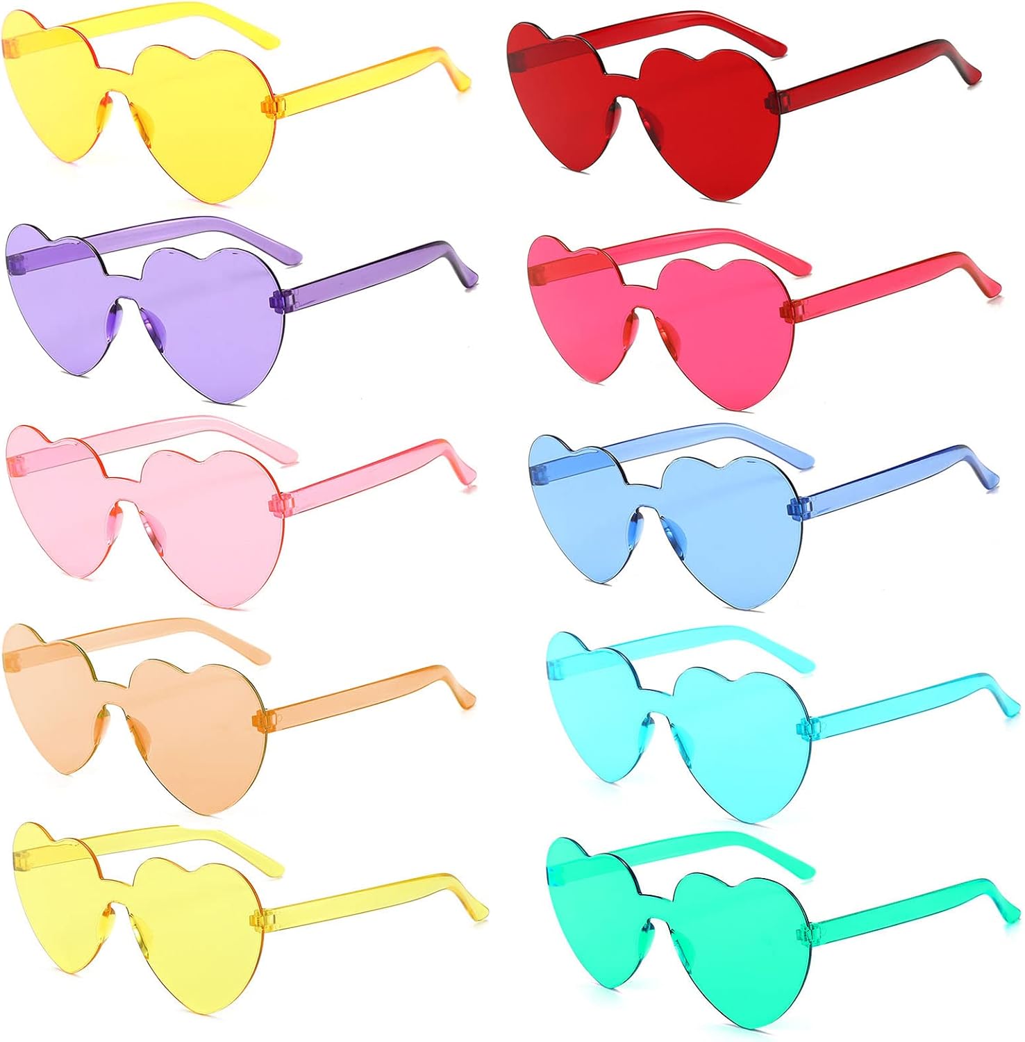 Yomaido Heart Shaped Party Glasses 10 Packs,Love Heart | Retro Round Rave Funcky...