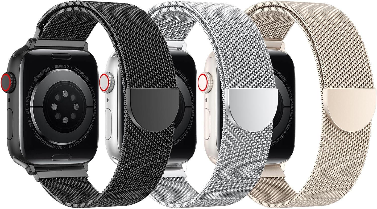 BELONGME 3 Pack Mesh Loop Compatible with Apple Watch Band Women Men 38mm 40mm 4...